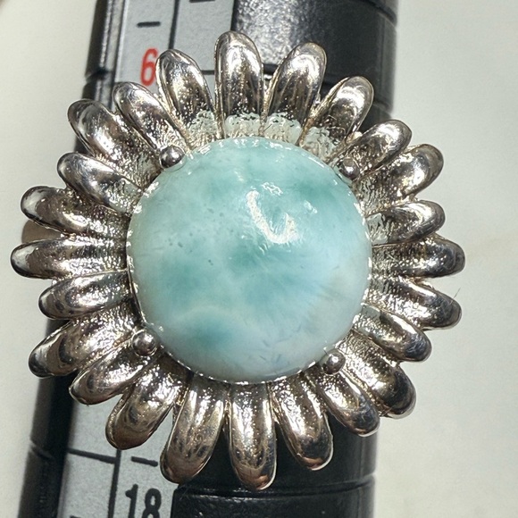 Sterling Silver and LarimarSunburst Ring - Picture 1 of 2